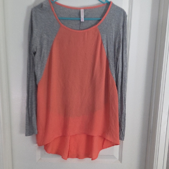 Xhilaration Tops - Xhilaration Orange and Gray Long Sleeve Top